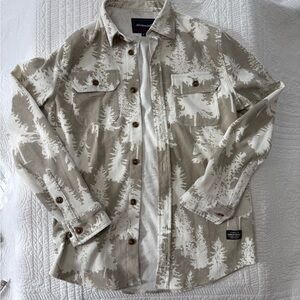 Aeropostale Men's Tree Pattern Shirt Jacket - Cream and Brown